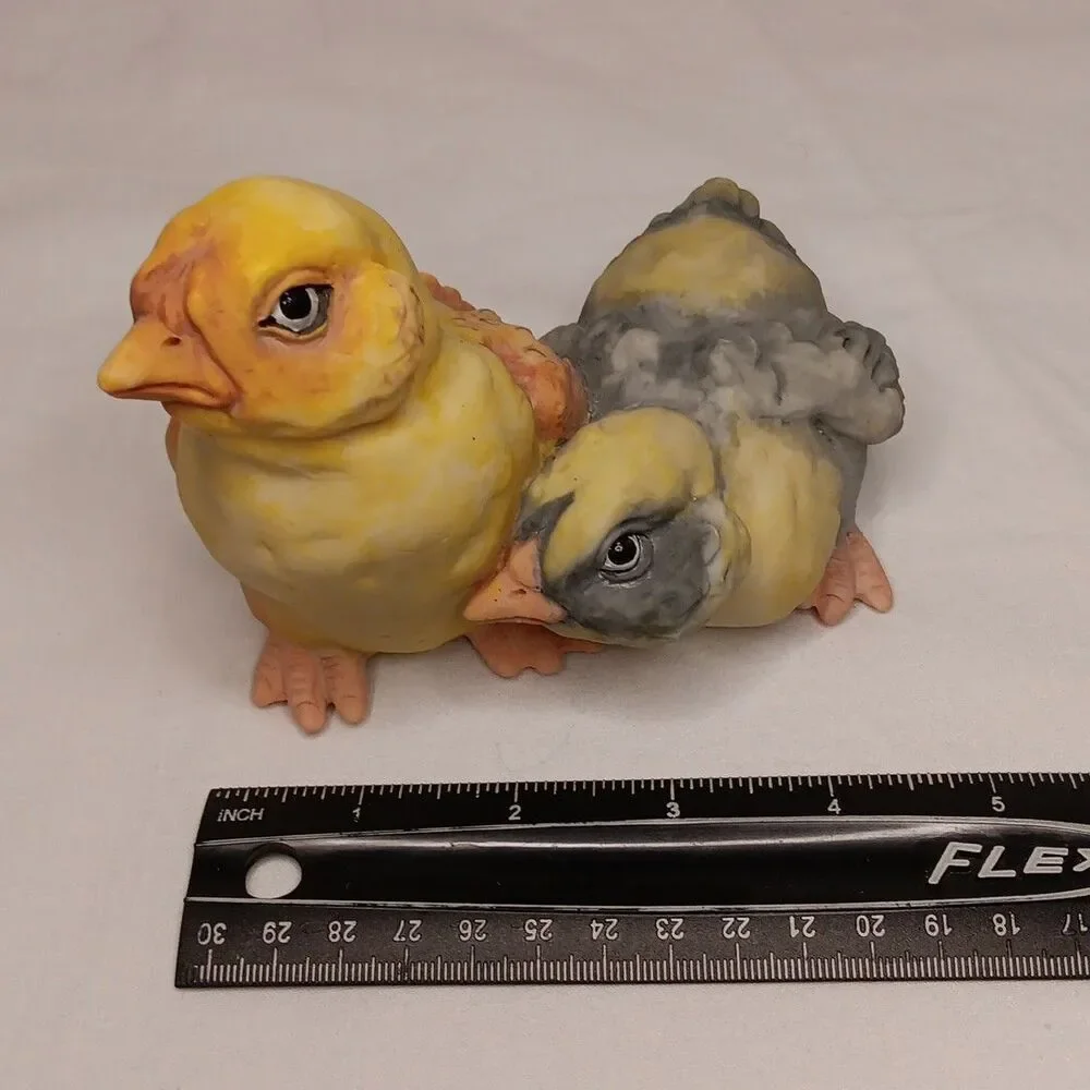 Chrisdon Yellow Chicks Easter Spring Cottage Core Figurine Heavy